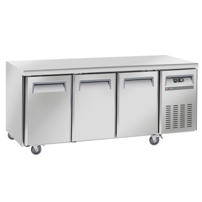 Table frigorifique, ventilé, 3 portes GN 1/1, sur roues, 2 avec freins WR-GTN3-3N